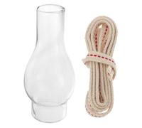 ARTIBETTER Glass Kerosene Lampshade and 1m Wide Wick Set for Oil Lamp Replacement, Vintage Style 2pcs Kit Suitable for Traditional Kerosene Lamps