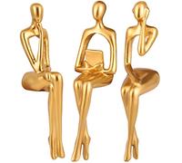 Artibetter Gold Thinker Statue Abstract Art Sculpture 3pcs Resin Thinker Figurine Collectible Modern Human Statue Bookshelf Decor for Home Office 3pcs