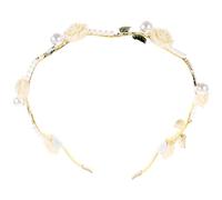 Artibetter Hair Accessory with Handmade Flower Design and Bridal Showers for Weddings Pearl Elegant White Headband and Alloy Material, Comfortable and Easy to Wear for Brides