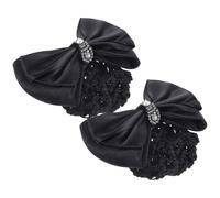 Artibetter Hair Bun Covers Metal Fabric Rhinestone Clip Bow with Breathable Design 2pcs Black and for Women and Suitable for Working and Many Occasions