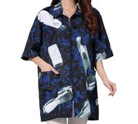 ARTIBETTER Hair Stylist Short Sleeve Smock Blue XL, Barber Work Smock Salon Hairdressing Uniform, Lightweight Hairdresser Work Clothing for Salon Use