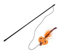 Artibetter Halloween Interactive Cat Teaser Stick with Yellow Pumpkin Plush, Multifunctional Teasing Wand for Indoor Play, Cute Cat for Pet Entertainment and Exercise