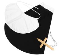 Artibetter Halloween Priest Accessory Set for Adults Including Black Cotton Cloth Head Wrap Neckerchief and Cross Pendant with Creative Comfortable Design for Festival and Party Dressing