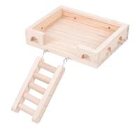 Artibetter Hamster Standing Platforms Jumping Platforms for DIY Habitat Cage Wooden Hamster Playing Stand with Ladder Light Brown 20X15.4X4Cm for Small Animal Enclosures