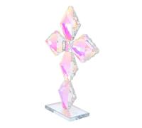 Artibetter Handmade Crystal Standing Cross Figurine Decorative Glass Cross for Home Office Religious Tabletop Ornament Easter Christmas Desk Decor Sparkling Craft