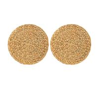 Artibetter Handwoven Placemat Round Handwoven Placemat 2Pcs Gourd Grass Insulated Table Ornament for Teapot and Cups