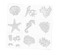 Artibetter Hawaiian Ocean Series Hollow Painting Stencils Transparent Reusable Drawing Templates for DIY Crafts Wall Art Home Decor Lightweight and Washable
