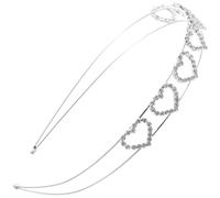 Artibetter Headband Comfortable Lightweight and Silver Rhinestone Heart for Women with Double Layers Beautifully Crafted Design Valentines Day Accessory for Weddings and Parties