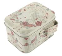 Artibetter Holiday Tinplate Cookie Tin with Handle, Decorative Metal Biscuit Box for Christmas and Party Candy Storage, Portable Tin with Pattern