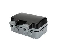 Artibetter Ip66 Waterproof Outdoor Power Socket Wall Mount, Uk 2-gang 6-hole Electrical Socket with Cover, Industrial Weatherproof Electrical Outlet Box for Garden and Workshop