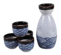 Artibetter Japanese-Style Sake Cup Set 5 Piece Premium Ceramics with 180ml Pot and 35ml Cups Simplistic Design Safe for Tea Party and Office Entertaining