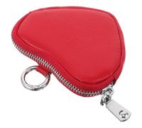 Artibetter Keychain Wallet Heart Shaped Mini Wallet Pouch for Women Red Faux Leather Creative Chic Coin Holder Store Small Items Attach to Handbags for Daily Work Commutes