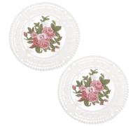 Artibetter Lace Embroidered Flower Elegant Romantic Style 2pcs White Washable and Reusable Floral Doilies for Dining Table Decor and Everyday Use