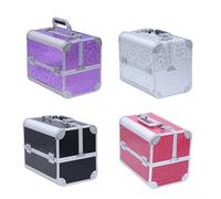 Artibetter Large Capacity Aluminum Alloy Cosmetic Box with Double Open Multi-Layer Design Portable Makeup Organizer Bag for Bathroom and Travel Storage