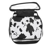 Artibetter Large Capacity Dual-Layer Cosmetic with Cow Pattern, Handheld Synthetic Leather and Polyester Wash Bag for Family Weekend Vacations and Business Trips