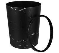 Artibetter Large Capacity round Bedroom Garbage Bin with Press Ring Design, Sturdy Pp Material and Elegant Black Marble Pattern Wastebasket for Home and Office Use