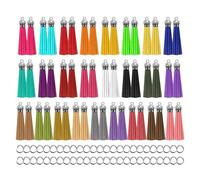 Artibetter Leather Tassels for Keychain Making Bulk 50pcs Set 5.5cm Small Hanging Tassels for Craft DIY Party and Handbag Accessories