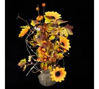 Artibetter Lighted Artificial Maple Leaf Tree Lamp for Thanksgiving Desktop Decor with Yellow LED Lights, Plastic Material, 2pcs Set, Autumn Festival Atmosphere