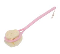 Artibetter Long-Handled Pink Bath Ball Scrubber with Net-Shaped Mesh for Rubbing Back and Bathing, Portable Shower Body Cleaner with Hanging Hole Design for Easy Use