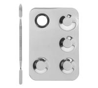 Artibetter Makeup Mixing Plate for Nail Art Colors Blending and Pigments Mixing Stainless Steel with Spatula Set Portable Cosmetic Palette Tool for Precise Foundation and Eye Shadow