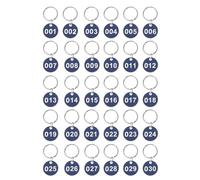 ARTIBETTER Metal Number Tags Set with Key Rings 1-30 Blue Aluminum Id Number Labels for Luggage Suitcases Cruise Ships Home Office Property Management