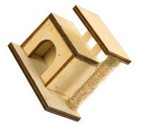 ARTIBETTER Mini Cat Tree Realistic Mini Cat Scratcher with European Style Wooden Fabric Double Bed for Pet Play and Miniature Landscaping Decor