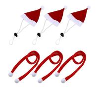 ARTIBETTER Mini Hat Scarf Set Adjustable Electronic Fleece Red 9x12.5cm Hat and 1.2x40cm Scarf for Christmas Party Small Pets