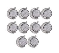 Artibetter Moon Shaped Pendant Trays 10 Pack Rotating Double-Sided Metal Bezel Settings for Diy Jewelry Making Necklace Bracelet Crafting Silver Findings