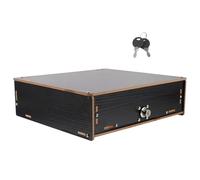 Artibetter Multi-Compartment Wooden Cash Tray for Shops and Retail Stores, Black Desktop Storage Basket with Two Keys, Organizing Cash and Multiple Currency Storage Solution