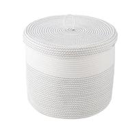 Artibetter Multifunctional Cotton Rope Laundry Basket with Lid, Woven Sundries Storage Container for Bedroom and Home, 40.5×35.5cm Clothes Sorting and Organization Bin