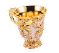 Artibetter Multifunctional Retro Gold Jeweled Party Goblet Chalice Embossed Cup for Banquets Weddings Tea and Portable Small Tibetan Buddhist Water Offering Cup