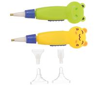 Artibetter Nail Art Dotting Pen Set 2pcs Luminous Point Drill Pen 4 Detachable Tips for Diy Manicure Craft Tools Boys and Girls Home Use Green Frog and Yellow Cat