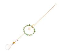 ARTIBETTER Natural Crystal Stone Suncatcher Hanging Pendant Ornament Green Aventurine Wind Chime with Moon Star Hollow Design for Garden Window Decoration