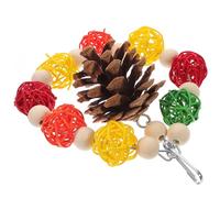 Artibetter Natural Pine Cone Bird Chewing Toy with Rattan Ball for Parrots and Small Parakeets, Less Destructive Foraging Play Accessory, Bird Cage Decoration to Attract Attention