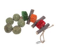 ARTIBETTER Natural Rabbit Chew Snack for Teeth Grinding Wear-resistant Hamster Molar Treat Small Pet Cage with Apple Wood Corn Cob and Grass Ball for Guinea Pigs and Chinchillas