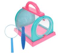 Artibetter Observation Cage with Magnifying Glass, Portable Mesh Butterfly House Handheld Outdoor Bug Catcher for Kids, Pink Habitat Box Suitable for Boys and Girls