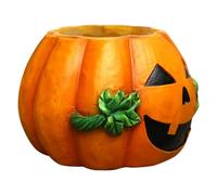 Artibetter Orange Resin Pumpkin Shaped Cookie Jar with Leaf Pattern, Decorative Halloween Ornament for Home Décor and Festive Atmosphere, for Photography and Table Display