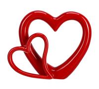 Artibetter Ornaments Red Heart Shaped Ceramic Decor Heart Sculpture Heart Vase Heart Statue Flowerpot Desktop Heart Vase Love Sculpture Ceramics Office Table Dishes