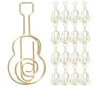 Artibetter Paper Clips Mini Metal Clips 30pcs Guitar Shaped in Golden Iron for Clipping Notes and Keeping Desk Organised, Unique Fun Stationery for Office and School Use