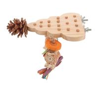 ARTIBETTER Parrot Perch with Wooden Platform and Pinecone Chew Bird Stand for Cage, Natural Bird Claw Grinding Station Suitable for Parakeets and Cockatiels