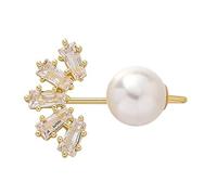 Artibetter Pearl Easy to Wear Copper Zircon Artificial Golden with Multi-functional Safety Brooch Pin and Take Button for or Women Shawl Collar for Daily Life