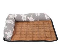 Artibetter Pet Cooling Dog Bed Mat Non-slip Rattan Summer Pad with Double-sided Pillow S Size for Indoor Pet Sleeping and Chew-resistant Use