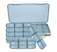 ARTIBETTER Pill Organiser, Portable Medicine Organizer Sealing Holder, 7 Day 21 Compartment Large Capacity Blue PP ABS Leakproof Travel Case for Elderly