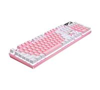 Artibetter Pink Gaming Keyboard, Backlit Mechanical Keyboard with 104 Keys, USB Wired Abs Build and Folding Support, High Performance PC Game Hardware for Immersive Gaming