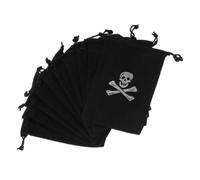 ARTIBETTER Pirate Drawstring Bags Festive Spooky Goodie Bags Black 15pcs with Skull Design, Polyester Material, Spacious Candy and Snack Pouches for Halloween Party and Home Decor
