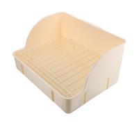 Artibetter Plastic Rabbit Litter Box for Cage Adequate Spacing Mesh and Feet Scratch Prevention, Suitable for Bunny and Chinchilla Use in Garden or Park, White Tray Toilet Training Seat