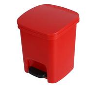 Artibetter Plastic Trash Can with Foot Pedal and Flip Lid Rubbish Bin for Kitchen Bathroom Office Bedroom Home Under Desk Red Rectangular Wastebasket for Food Waste and Everyday Use