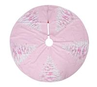 ARTIBETTER Plush Pink Christmas Tree Skirt Snowflake Xmas Tree Rug Mat Soft Pine Needle Barrier Winter Holiday Party Decoration for Indoor Outdoor Use