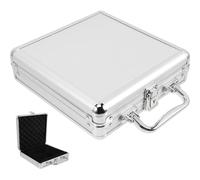 Artibetter Poker Chip and Card Carrying Container Metal Case with Handle, 100-Count Silver Chips Holder for Blackjack, Texas Hold’Em and Baccarat Players