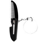 Artibetter Portable Foldable Travel Folding Comb Oval Shape for Men with Fine Tooth Black Acrylic Material Compact Folding Pocket Beard Comb with Keychain for Trip and Travel